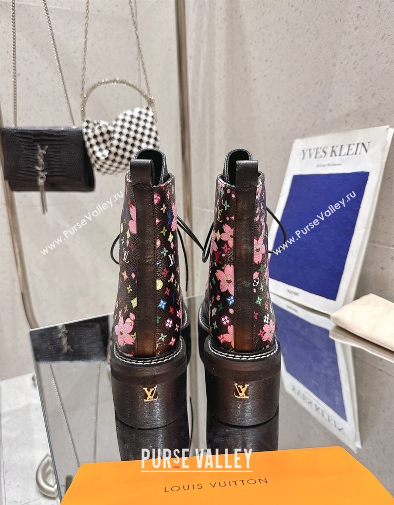 Louis Vuitton LV x TM Monogram Canvas and Leather Laced-up Ankle Boots Black 2025 LV102204 (MD-251022034)