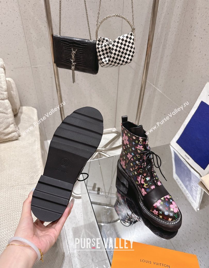 Louis Vuitton LV x TM Monogram Canvas and Leather Laced-up Ankle Boots Black 2025 LV102204 (MD-251022034)