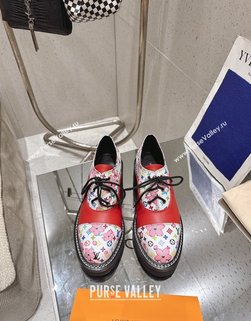Louis Vuitton LV x TM Monogram Canvas and Leather Laced-up Shoes Red 2025 LV102204 (MD-251022036)