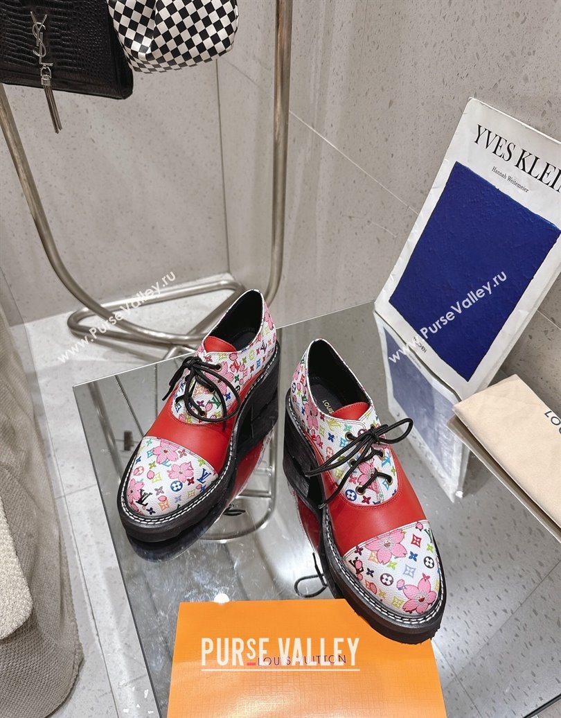 Louis Vuitton LV x TM Monogram Canvas and Leather Laced-up Shoes Red 2025 LV102204 (MD-251022036)