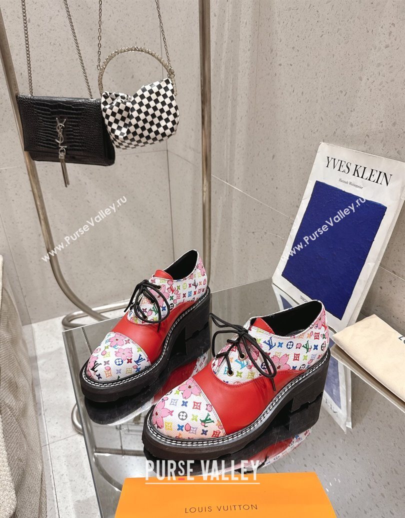 Louis Vuitton LV x TM Monogram Canvas and Leather Laced-up Shoes Red 2025 LV102204 (MD-251022036)