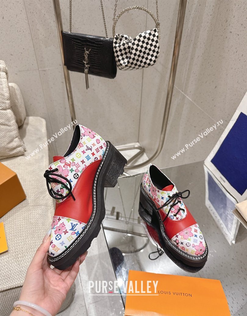 Louis Vuitton LV x TM Monogram Canvas and Leather Laced-up Shoes Red 2025 LV102204 (MD-251022036)