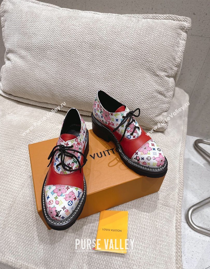 Louis Vuitton LV x TM Monogram Canvas and Leather Laced-up Shoes Red 2025 LV102204 (MD-251022036)