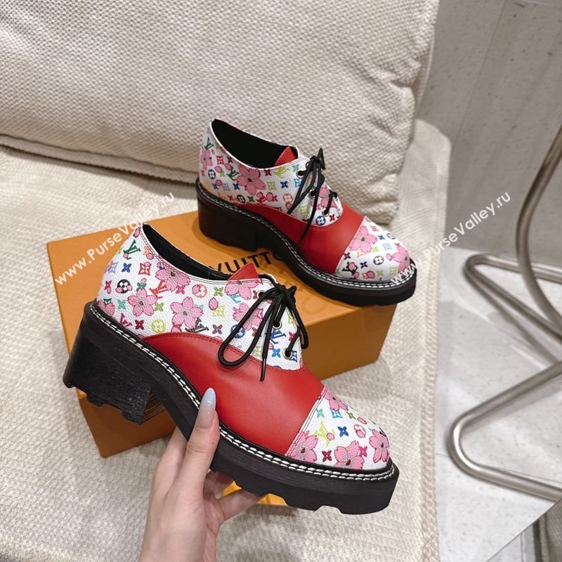 Louis Vuitton LV x TM Monogram Canvas and Leather Laced-up Shoes Red 2025 LV102204 (MD-251022036)