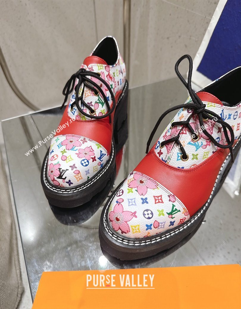 Louis Vuitton LV x TM Monogram Canvas and Leather Laced-up Shoes Red 2025 LV102204 (MD-251022036)