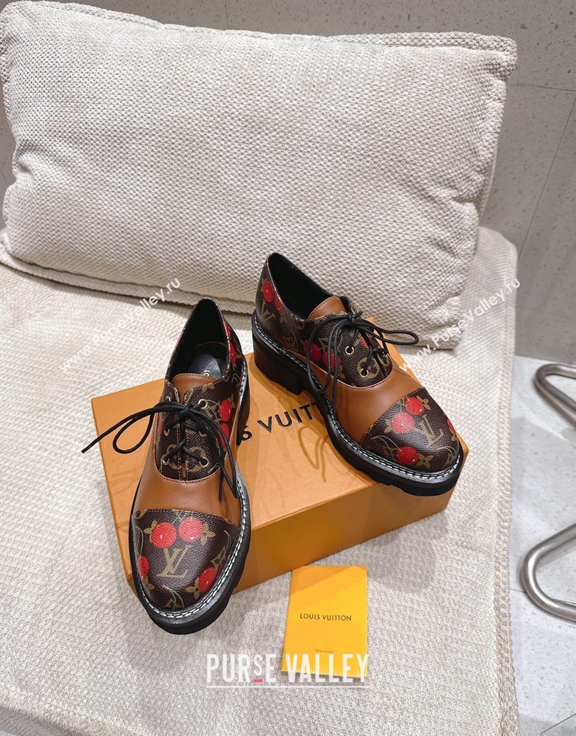 Louis Vuitton LV x TM Monogram Canvas and Leather Laced-up Shoes Brown/Cherry Red 2025 LV102204 (MD-251022037)
