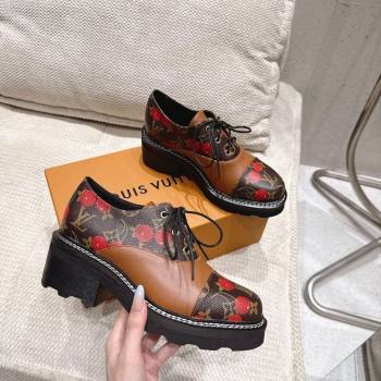 Louis Vuitton LV x TM Monogram Canvas and Leather Laced-up Shoes Brown/Cherry Red 2025 LV102204 (MD-251022037)