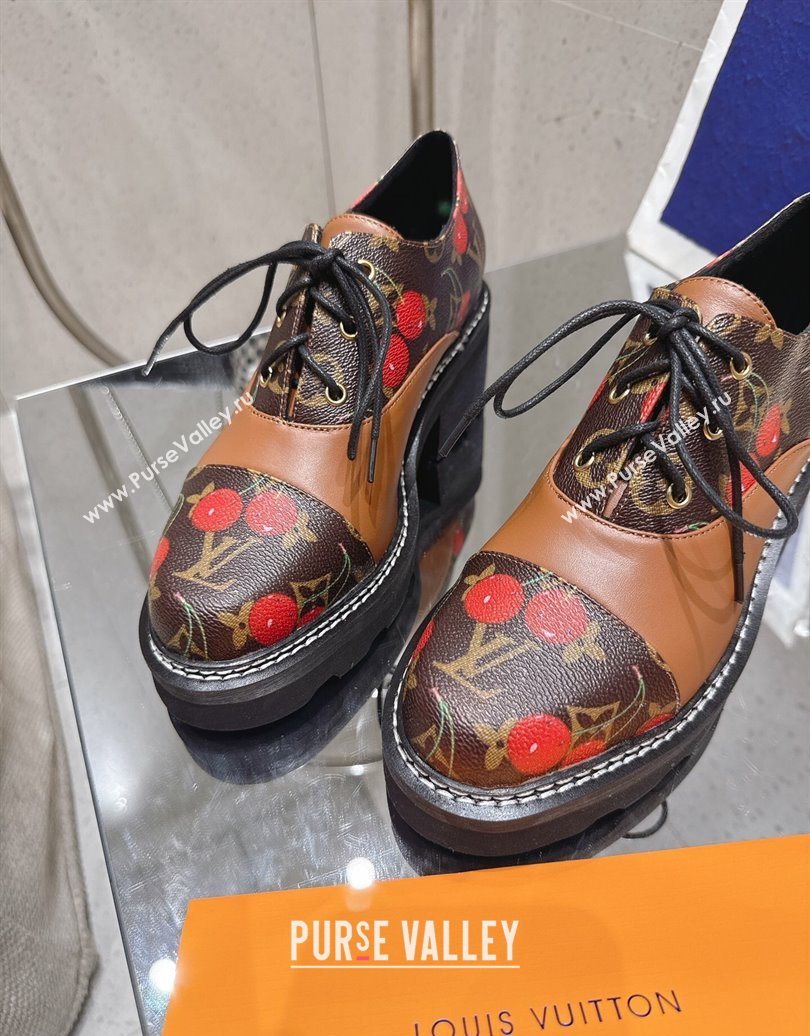Louis Vuitton LV x TM Monogram Canvas and Leather Laced-up Shoes Brown/Cherry Red 2025 LV102204 (MD-251022037)