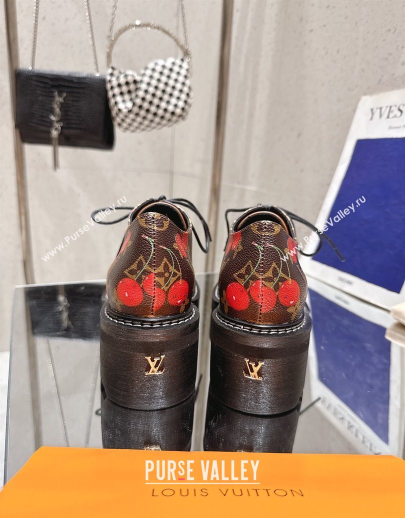 Louis Vuitton LV x TM Monogram Canvas and Leather Laced-up Shoes Brown/Cherry Red 2025 LV102204 (MD-251022037)