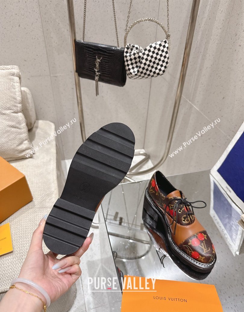 Louis Vuitton LV x TM Monogram Canvas and Leather Laced-up Shoes Brown/Cherry Red 2025 LV102204 (MD-251022037)