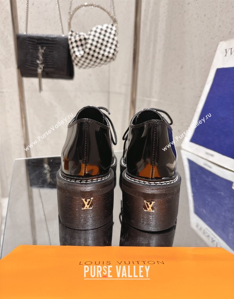 Louis Vuitton Monogram Canvas and Patent Leather Laced-up Shoes Black 2025 LV102204 (MD-251022038)