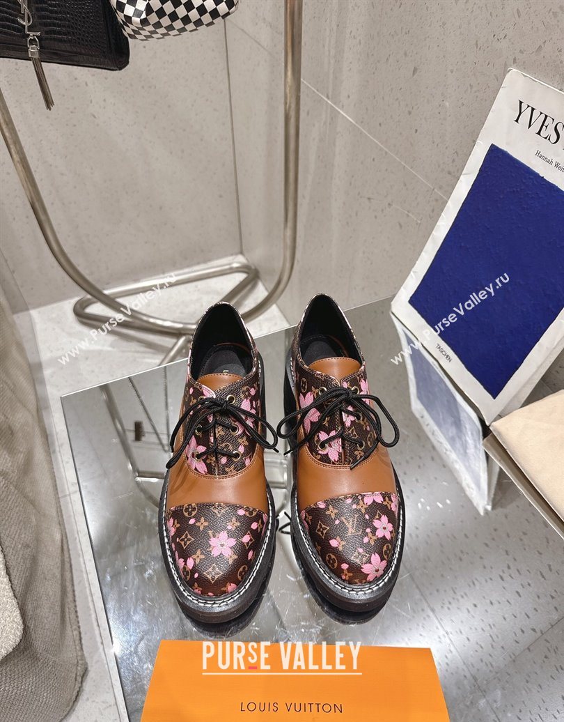 Louis Vuitton LV x TM Monogram Canvas and Leather Laced-up Shoes Brown/Cherry Pink 2025 LV102204 (MD-251022039)