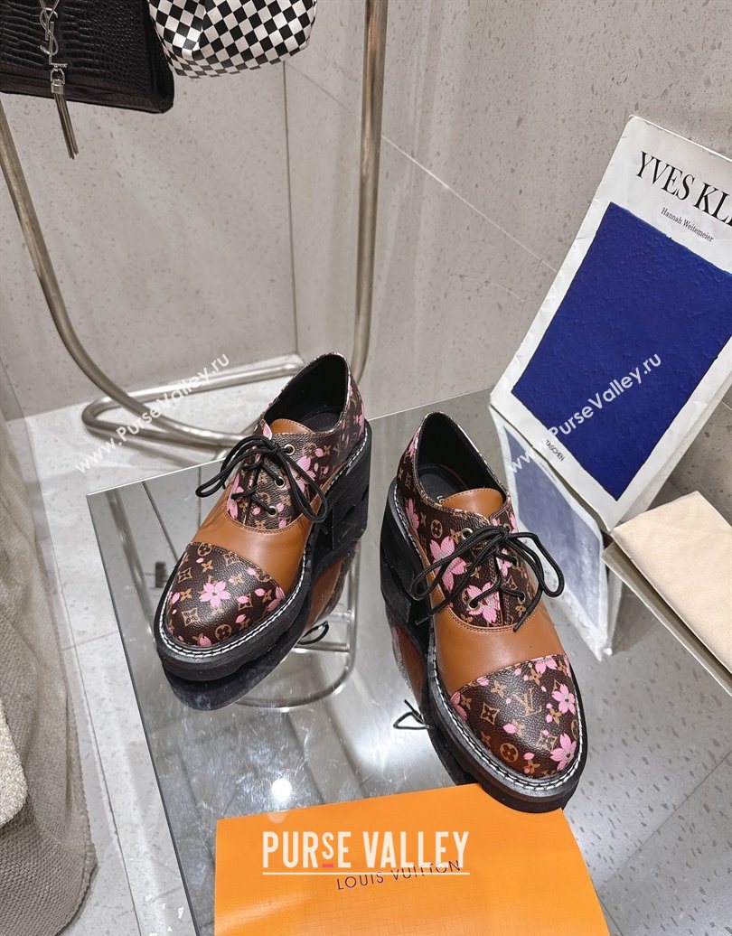 Louis Vuitton LV x TM Monogram Canvas and Leather Laced-up Shoes Brown/Cherry Pink 2025 LV102204 (MD-251022039)