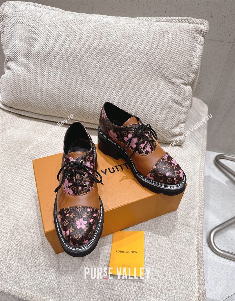 Louis Vuitton LV x TM Monogram Canvas and Leather Laced-up Shoes Brown/Cherry Pink 2025 LV102204 (MD-251022039)