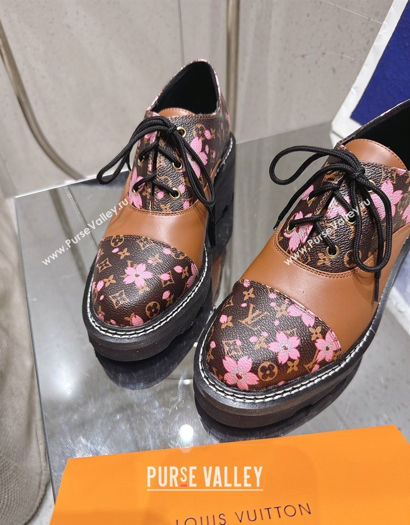 Louis Vuitton LV x TM Monogram Canvas and Leather Laced-up Shoes Brown/Cherry Pink 2025 LV102204 (MD-251022039)