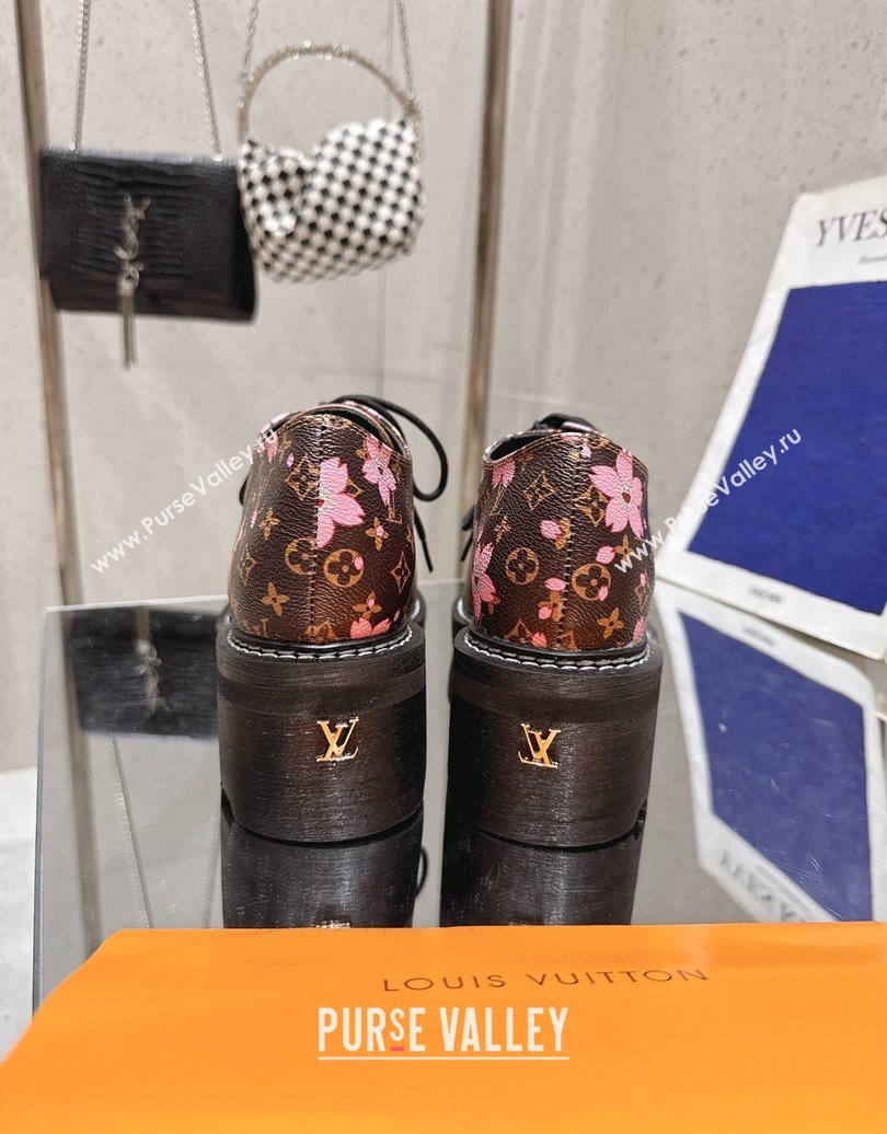 Louis Vuitton LV x TM Monogram Canvas and Leather Laced-up Shoes Brown/Cherry Pink 2025 LV102204 (MD-251022039)