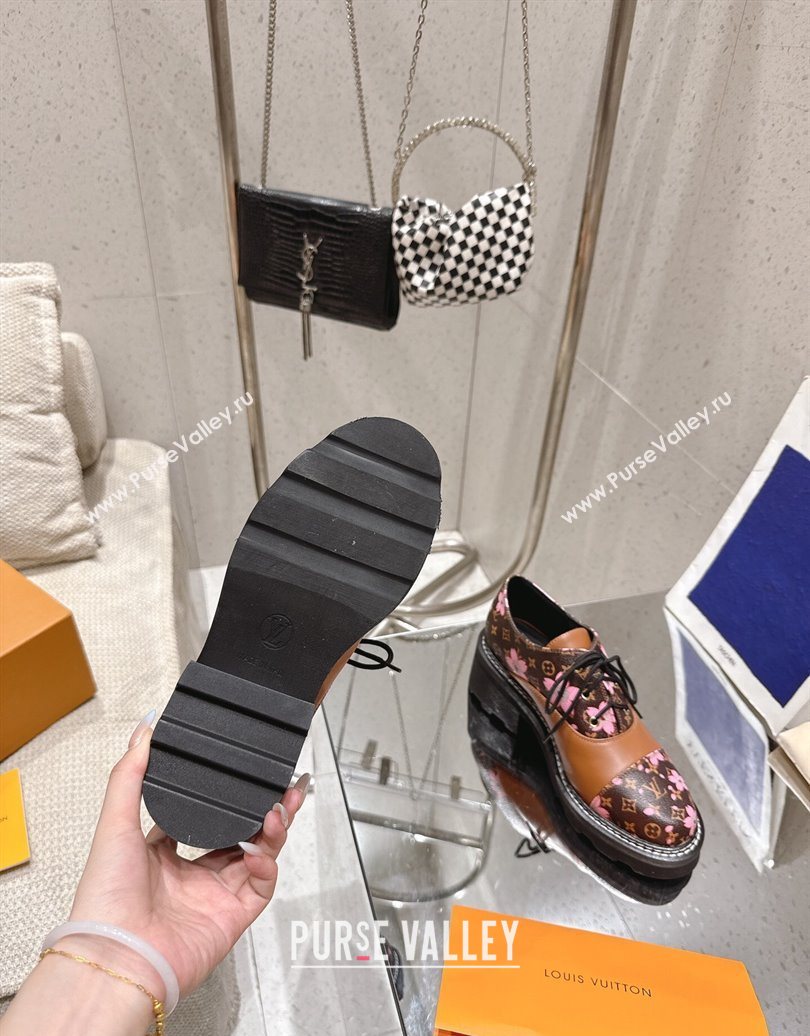 Louis Vuitton LV x TM Monogram Canvas and Leather Laced-up Shoes Brown/Cherry Pink 2025 LV102204 (MD-251022039)