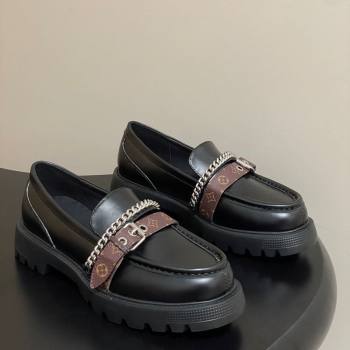 Louis Vuitton LV Vibe Loafers with Chain and and Buckle Strap Black2 2025 (MD-251022074)