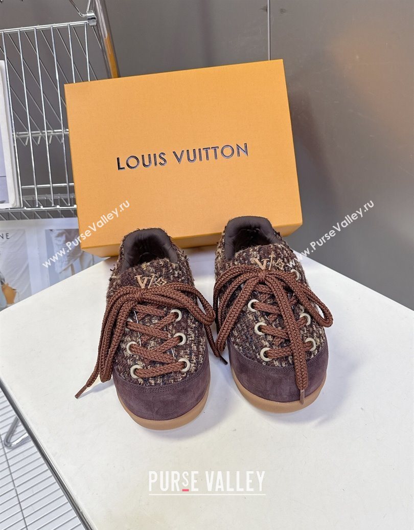 Louis Vuitton LV Yeti Lace Up Platform Shoe in Suede and Tweed Brown 1AIJDZ 2025 (MD-251022060)