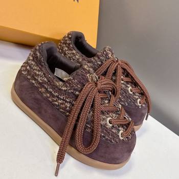 Louis Vuitton LV Yeti Lace Up Platform Shoe in Suede and Tweed Brown 1AIJDZ 2025 (MD-251022060)