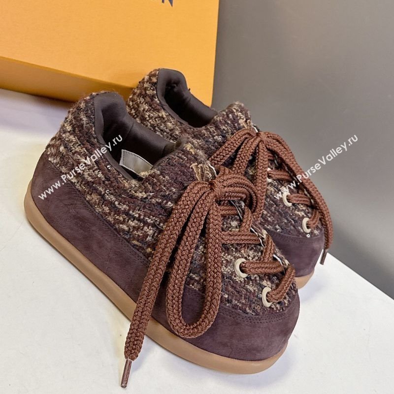 Louis Vuitton LV Yeti Lace Up Platform Shoe in Suede and Tweed Brown 1AIJDZ 2025 (MD-251022060)
