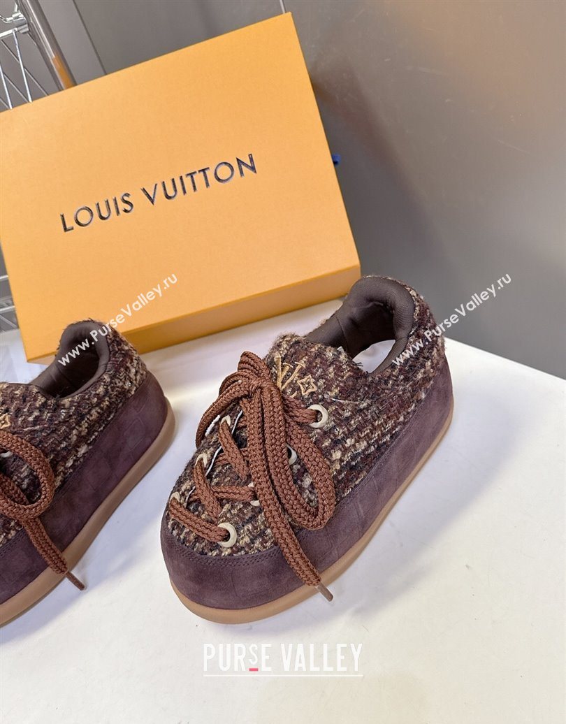 Louis Vuitton LV Yeti Lace Up Platform Shoe in Suede and Tweed Brown 1AIJDZ 2025 (MD-251022060)