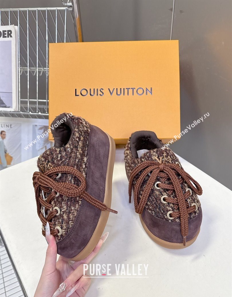 Louis Vuitton LV Yeti Lace Up Platform Shoe in Suede and Tweed Brown 1AIJDZ 2025 (MD-251022060)