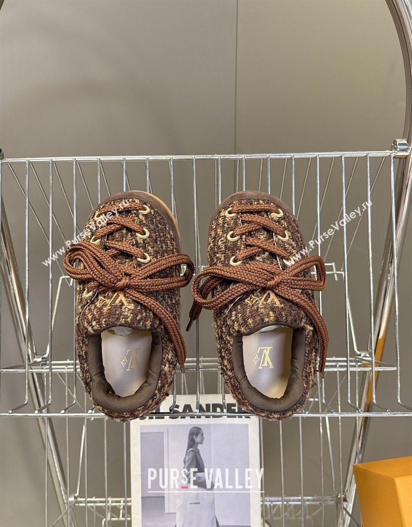 Louis Vuitton LV Yeti Lace Up Platform Shoe in Suede and Tweed Brown 1AIJDZ 2025 (MD-251022060)