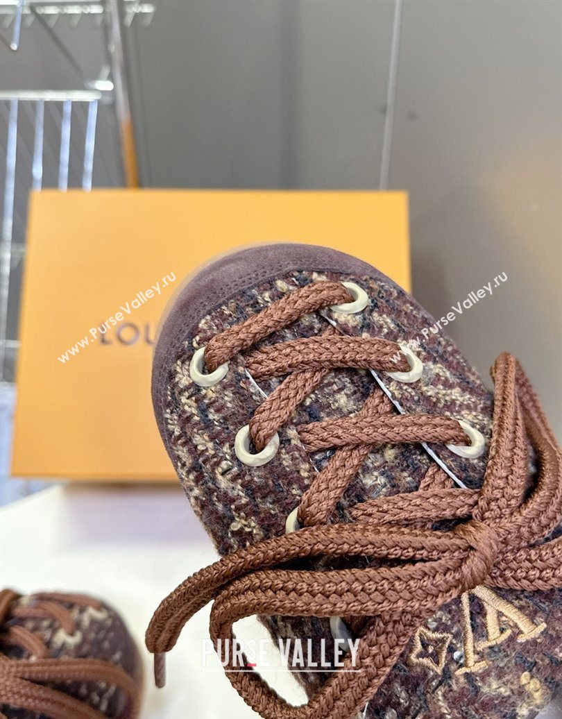 Louis Vuitton LV Yeti Lace Up Platform Shoe in Suede and Tweed Brown 1AIJDZ 2025 (MD-251022060)