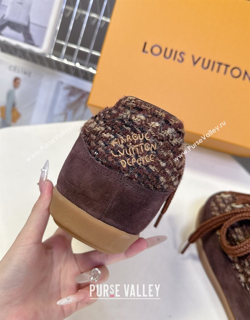 Louis Vuitton LV Yeti Lace Up Platform Shoe in Suede and Tweed Brown 1AIJDZ 2025 (MD-251022060)