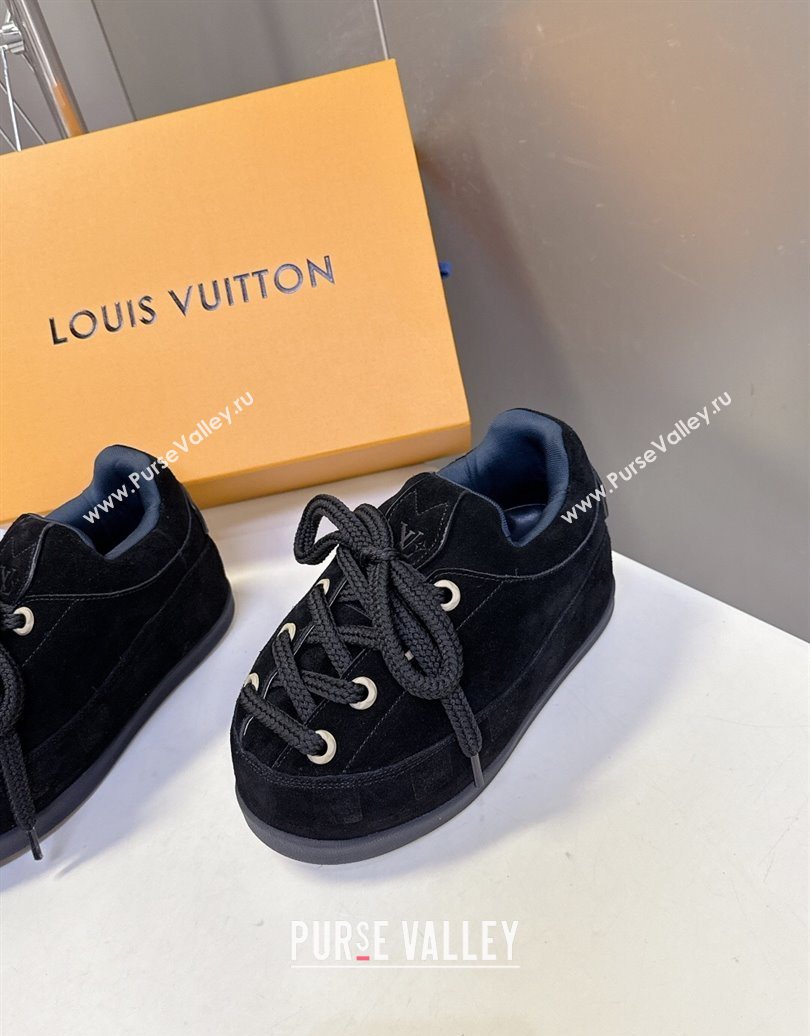 Louis Vuitton LV Yeti Lace Up Platform Shoe in Suede 1AIJDZ Black 2025 (MD-251022062)