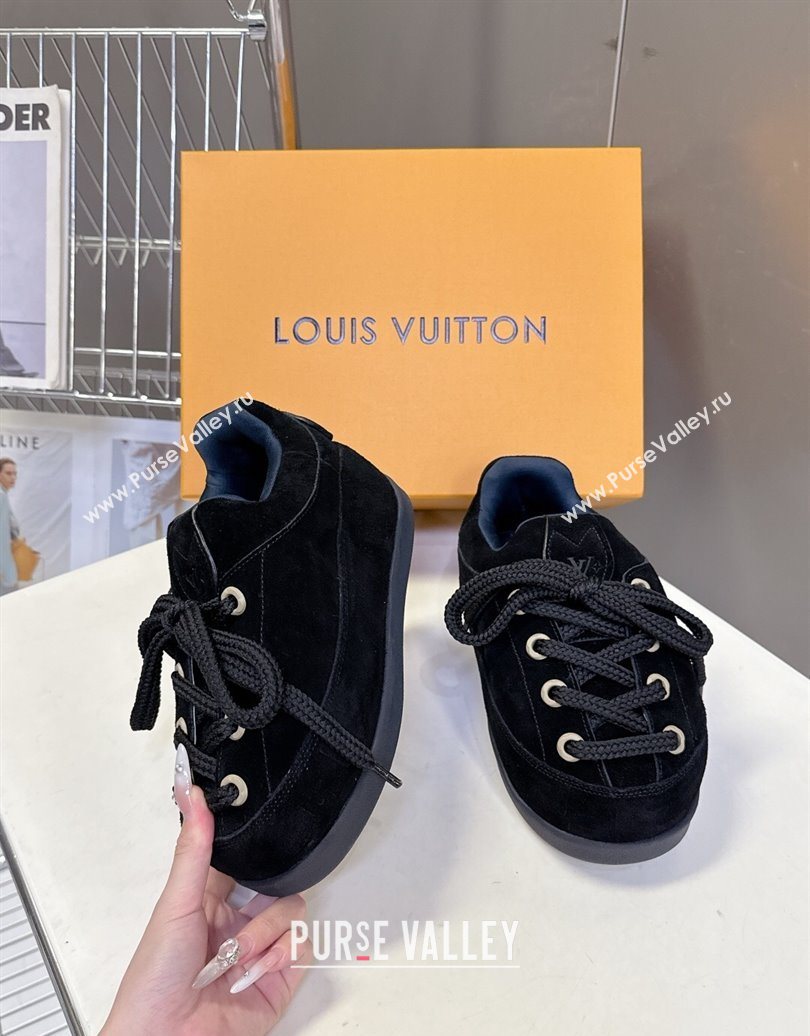 Louis Vuitton LV Yeti Lace Up Platform Shoe in Suede 1AIJDZ Black 2025 (MD-251022062)