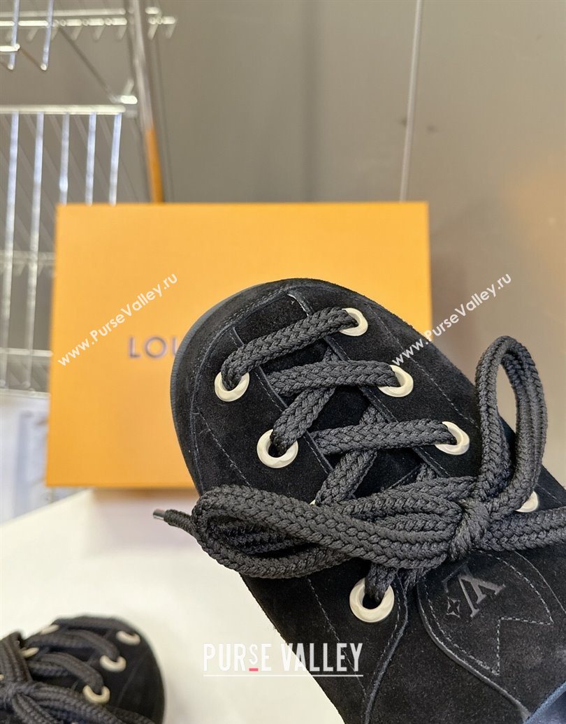 Louis Vuitton LV Yeti Lace Up Platform Shoe in Suede 1AIJDZ Black 2025 (MD-251022062)