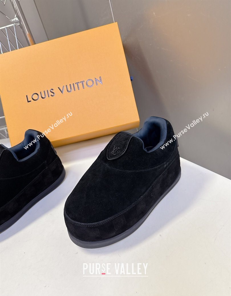 Louis Vuitton LV Yeti Slip On Platform Shoe in Suede 1AIJD5 Black 2025 (MD-251022066)