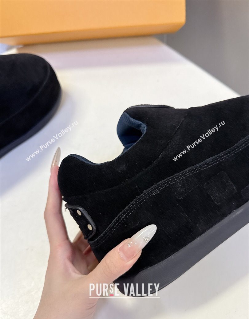 Louis Vuitton LV Yeti Slip On Platform Shoe in Suede 1AIJD5 Black 2025 (MD-251022066)