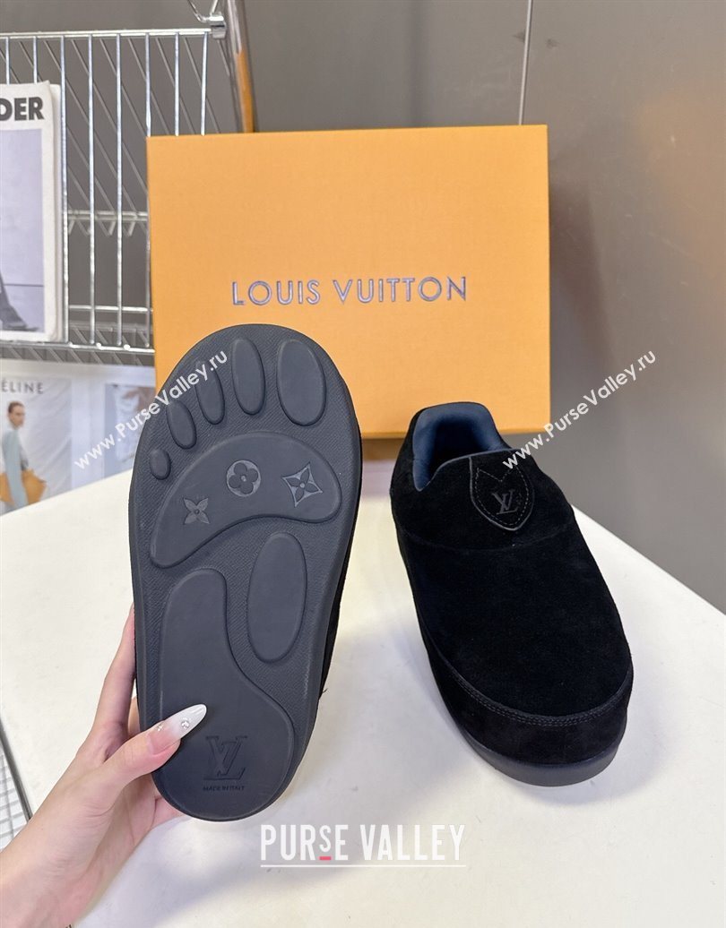 Louis Vuitton LV Yeti Slip On Platform Shoe in Suede 1AIJD5 Black 2025 (MD-251022066)