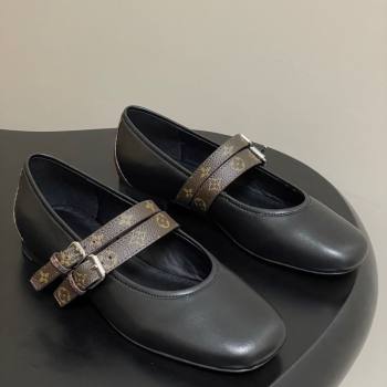 Louis Vuitton Ballet Ballerinas Flat in Leather and Buckle Strap 1AIS37 Black 2025 (MD-251022085)