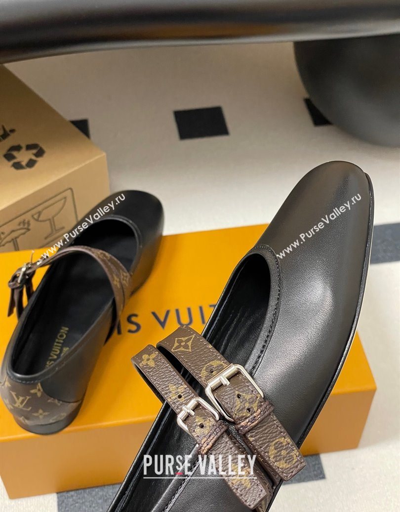 Louis Vuitton Ballet Ballerinas Flat in Leather and Buckle Strap 1AIS37 Black 2025 (MD-251022085)