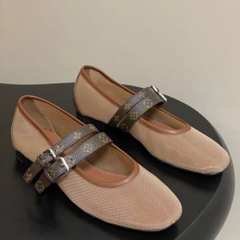 Louis Vuitton Ballet Ballerinas Flat in Mesh and Buckle Strap 1AIS37 Brown 2025 (MD-251022087)