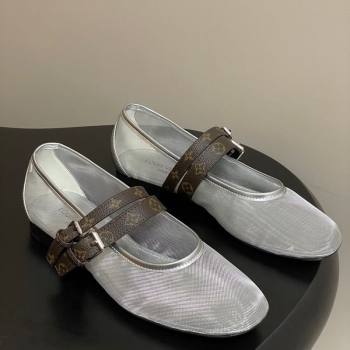 Louis Vuitton Ballet Ballerinas Flat in Mesh and Buckle Strap 1AIS37 Silver 2025 (MD-251022088)