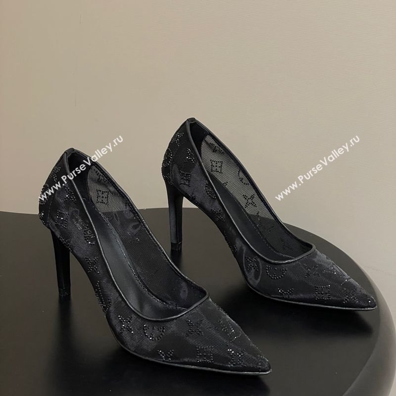Louis Vuitton Gala Pumps 8cm in Mesh and Strass Black 2025 1AIELK (MD-251022124)