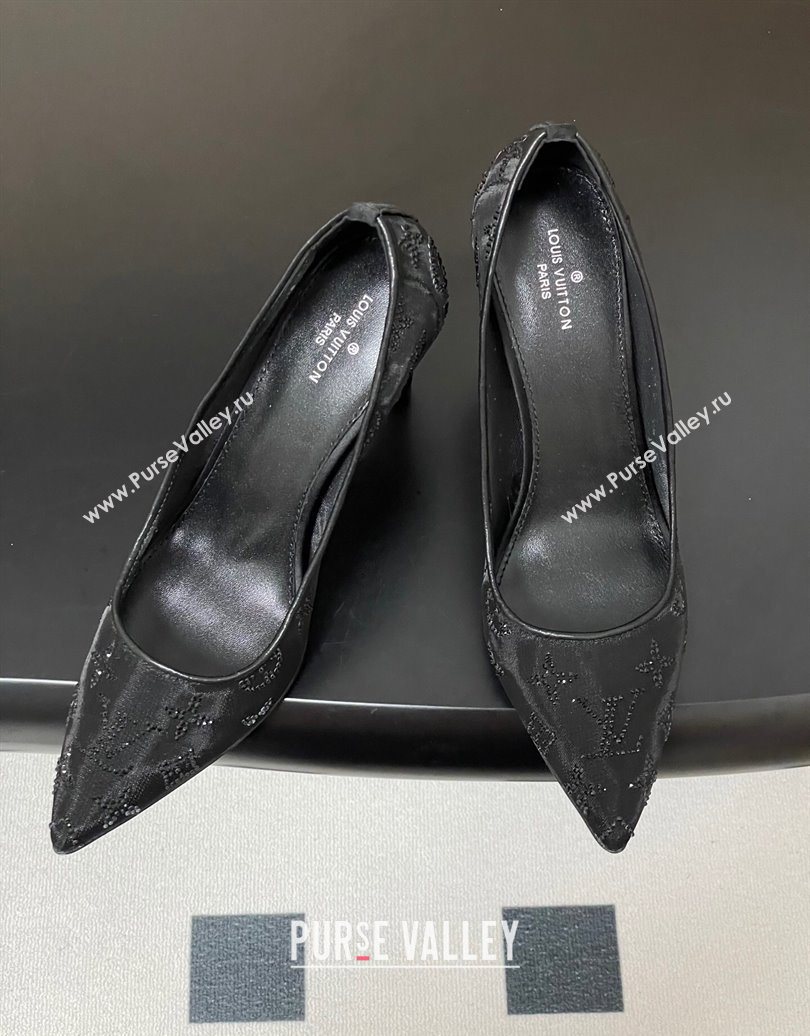 Louis Vuitton Gala Pumps 8cm in Mesh and Strass Black 2025 1AIELK (MD-251022124)