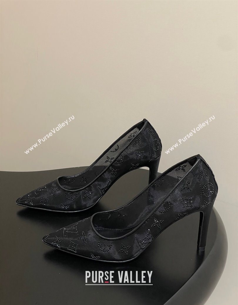 Louis Vuitton Gala Pumps 8cm in Mesh and Strass Black 2025 1AIELK (MD-251022124)