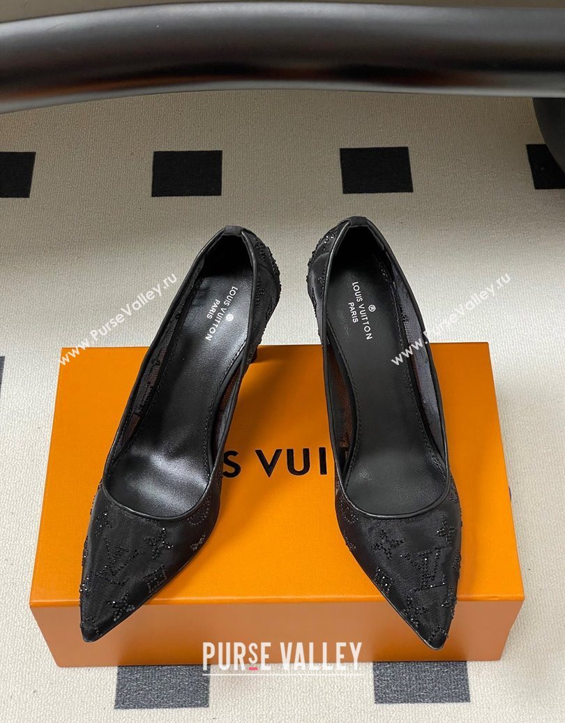 Louis Vuitton Gala Pumps 8cm in Mesh and Strass Black 2025 1AIELK (MD-251022124)
