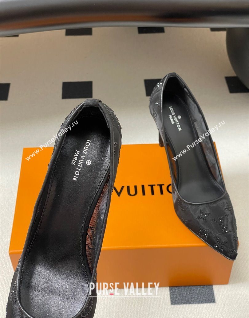 Louis Vuitton Gala Pumps 8cm in Mesh and Strass Black 2025 1AIELK (MD-251022124)