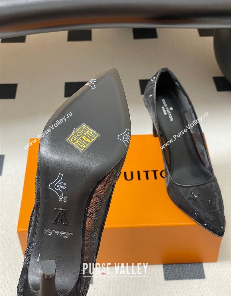 Louis Vuitton Gala Pumps 8cm in Mesh and Strass Black 2025 1AIELK (MD-251022124)
