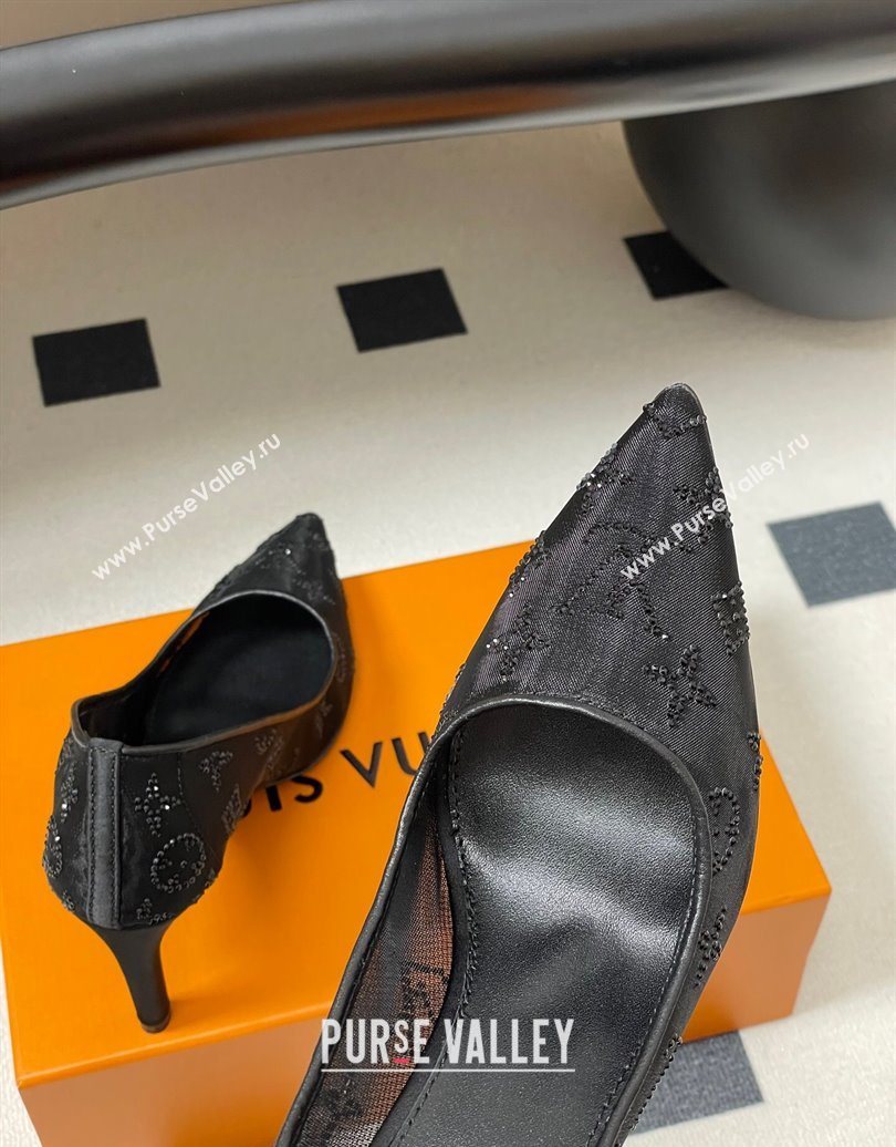 Louis Vuitton Gala Pumps 8cm in Mesh and Strass Black 2025 1AIELK (MD-251022124)