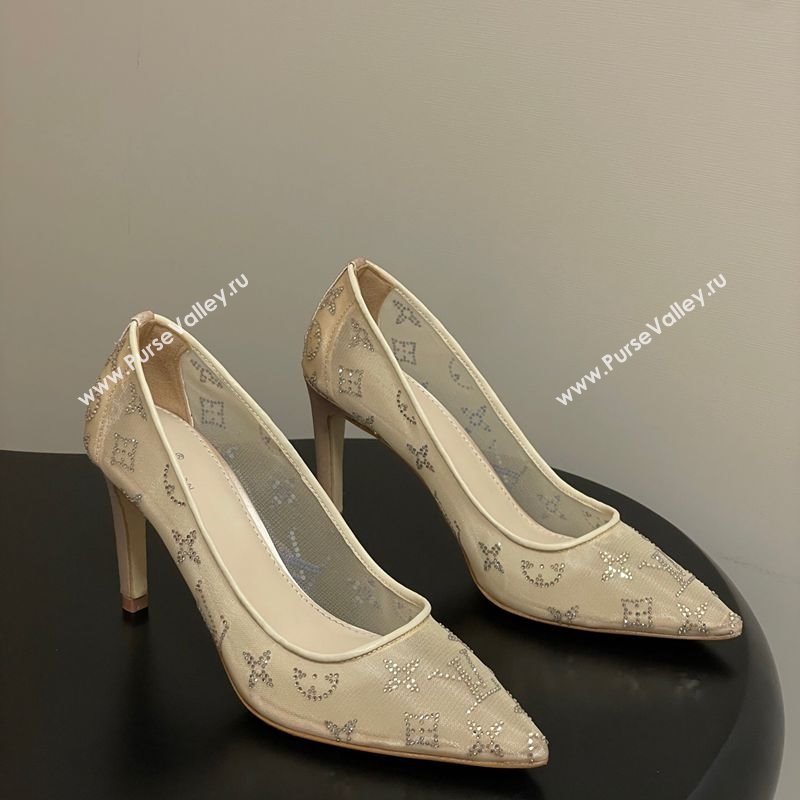 Louis Vuitton Gala Pumps 8cm in Mesh and Strass Nude 2025 1AIELK (MD-251022125)