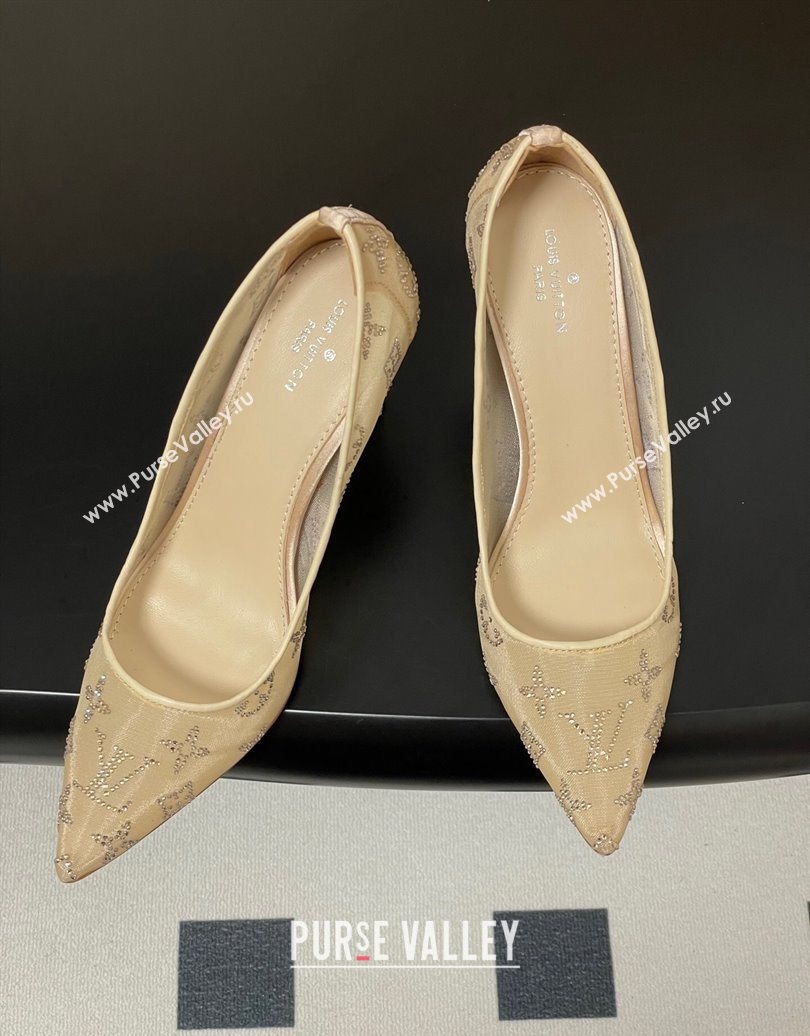 Louis Vuitton Gala Pumps 8cm in Mesh and Strass Nude 2025 1AIELK (MD-251022125)