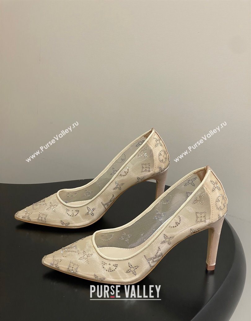 Louis Vuitton Gala Pumps 8cm in Mesh and Strass Nude 2025 1AIELK (MD-251022125)